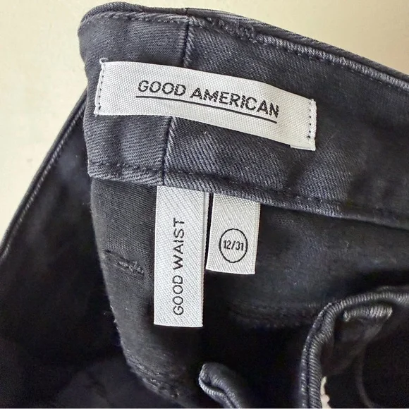 Good American | Good Waist Long Slit Outseam Skinny Jeans Black 12/31 NWT - Picture 9 of 10